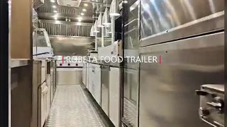 Rimorchi per alimenti per barbecue Carrello per alimenti quadrato per pizza, waffle, completamente attrezzato con carrelli per venditori di alimenti per bagno