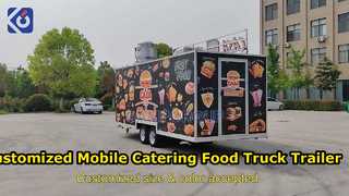 Rimorchio per camion di cibo per catering mobile personalizzato con cucina completa per pizza, barbecue e gelato