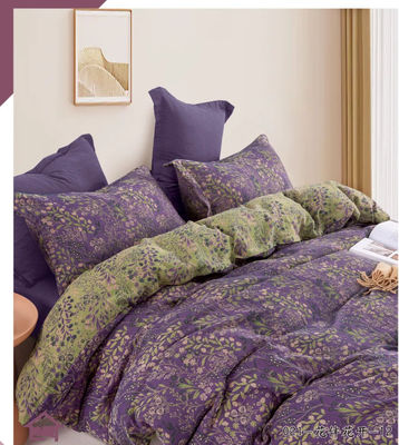 Set di biancheria da letto di cotone lavato tessuto a colori doppio jacquard