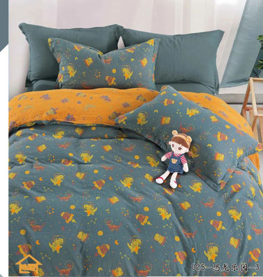 Salutevole e confortevole 100% di cotone pettinato lavato color tessuto doppio giacca da letto set copertura di copriletto lenzuola da letto lenzuola montata