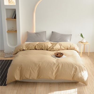 Marrone chiaro 100% di cotone puro copertura di copriletto Set di biancheria da letto comodini taglia personalizzata