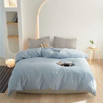 Soft Natural Light Blue 100% Puro Set di biancheria da letto per coperte di cotone