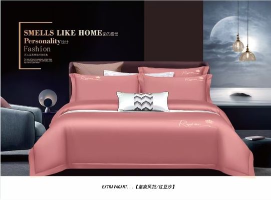 Massello rosa lunghi ricamo di cotone ricamo copertura di copriletto biancheria da letto set tessile