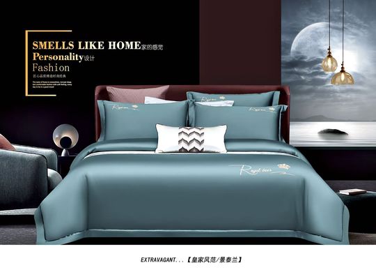 Cotone egiziano ricamo a colori solidi copertura di copriletto biancheria da letto set casa tessile