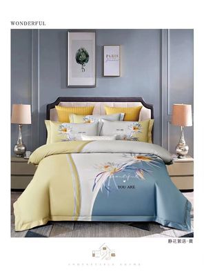 Sottile morbido lunghi staple cotone stampa reattiva personalizzare copertura di copriletto biancheria da letto set casa tessile