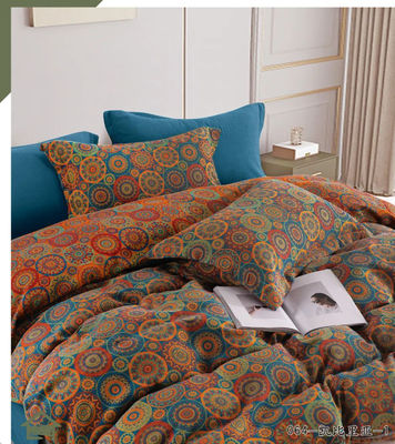 Nuovo design Jacquard Stoffa di cotone Set di biancheria da letto Cutom Dimensione copertura di copriletto lenzuola da letto