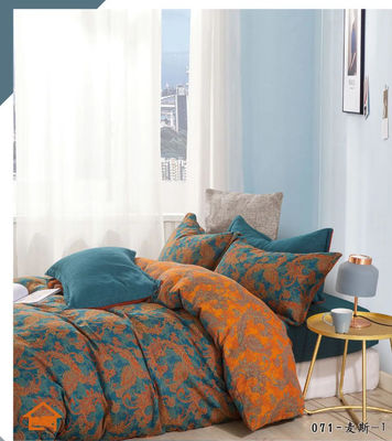 Orange Cyan Matching Jacquard 100% Cotton Set di biancheria da letto Cutom Size Copertura di copriletto