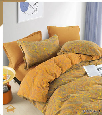 Stile europeo Jacquard Set di biancheria da letto di colore di cotone lavato Copertura di copriletto Cassa cuscino Lenzuola montata