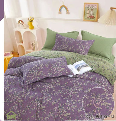 Purple &amp; Green 100% di cotone lavato Jacquard tessuto Set di biancheria da letto taglia europea