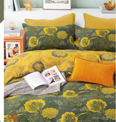 Giallo &amp; Verde European Jacquard Cottone Lenzuola Homeware Dimensioni personalizzate