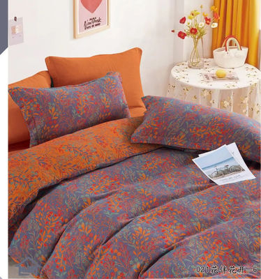 Orange &amp; Grey Set di biancheria da letto Jacquard 100% di cotone lavato