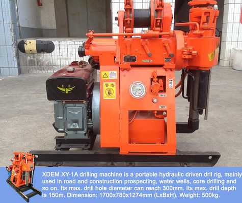 Portatile XY-1A-4H Geological Exploration Drilling Rig 150m Feed idraulico Rock Coring Machine Motore diesel integrato Pompa di fango per Montagna e Piana Construction Survey