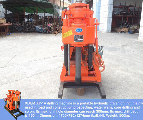 Portatile XY-1A-4H Geological Exploration Drilling Rig 150m Feed idraulico Rock Coring Machine Motore diesel integrato Pompa di fango per Montagna e Piana Construction Survey
