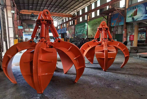 Fabbrica personalizzato colore arancione buccia presa escavatore attacco Q355B presa idraulica per la rotazione